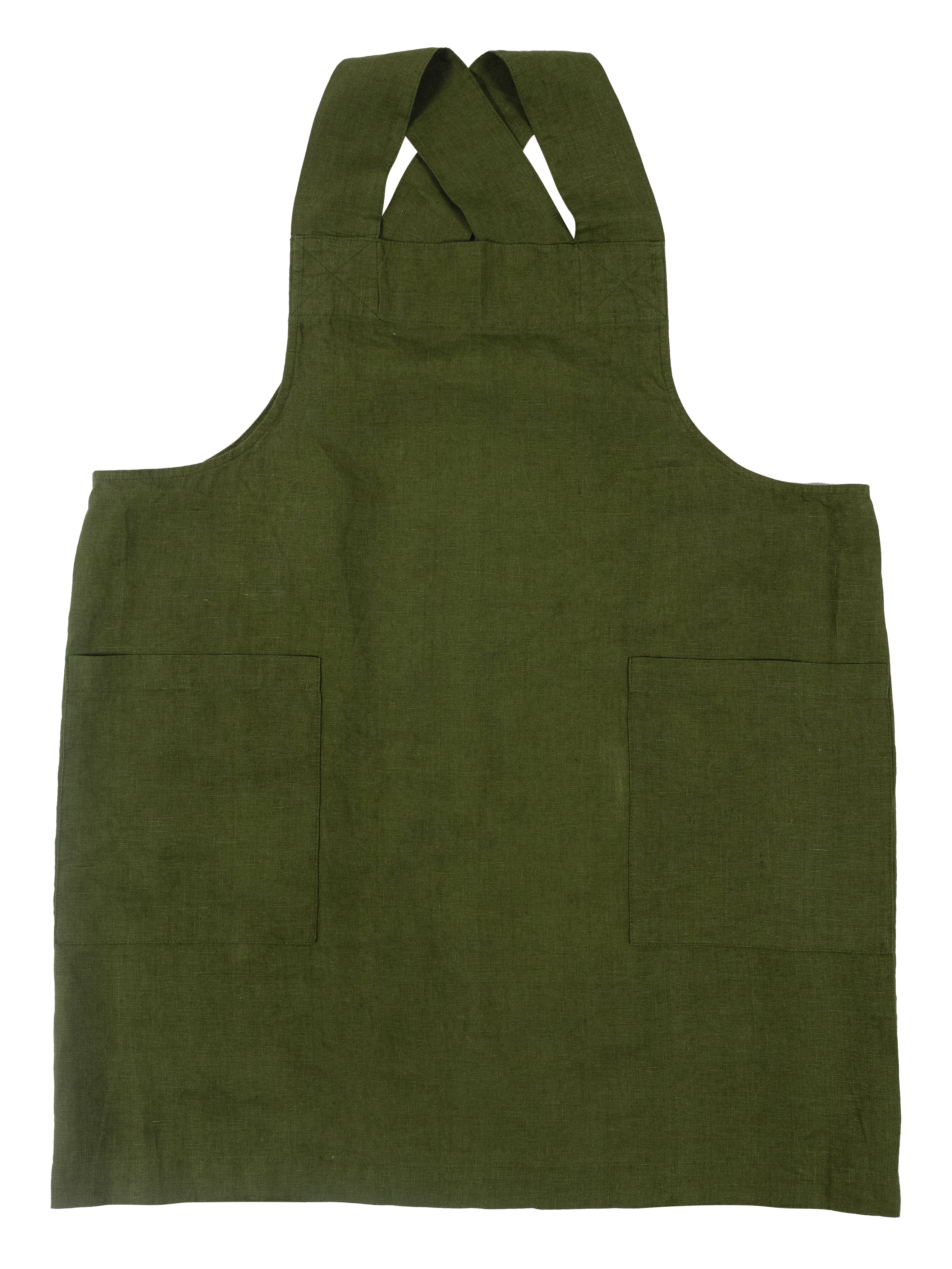 Cross Back Apron - Olive Green