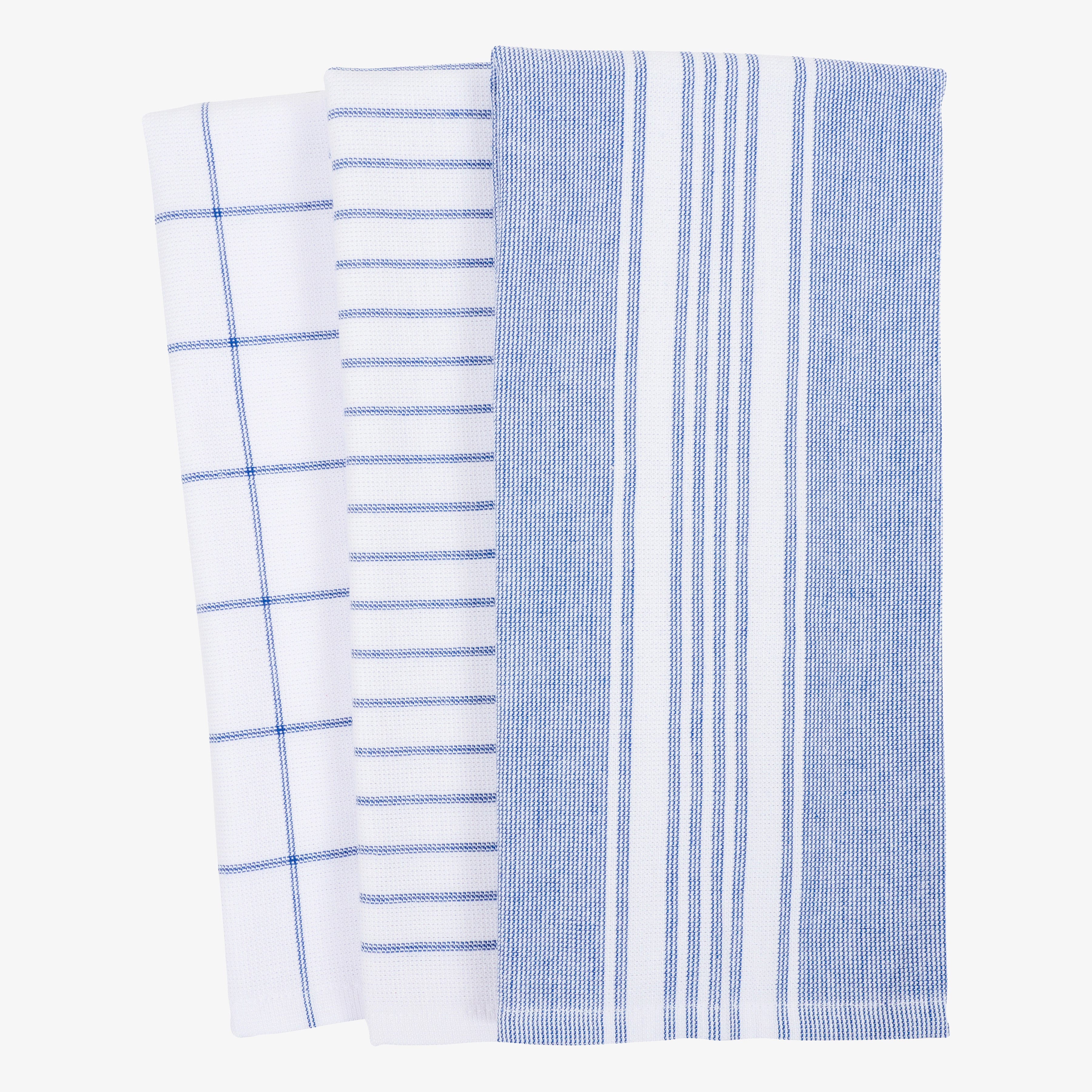KAF Home Monaco Terry Kitchen Towel, Set of 3 - Dutch Blue