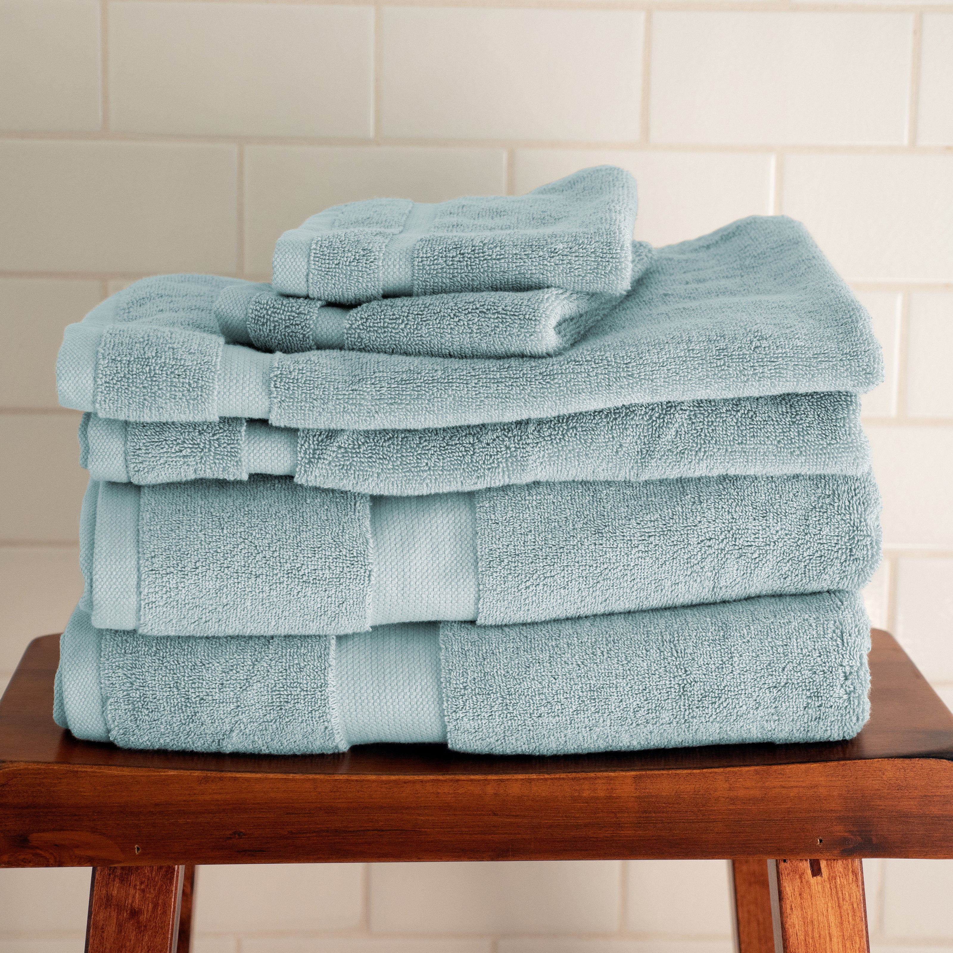 American Soft Linen 100% Turkish Cotton 6 Piece Towel Set - Sky Blue