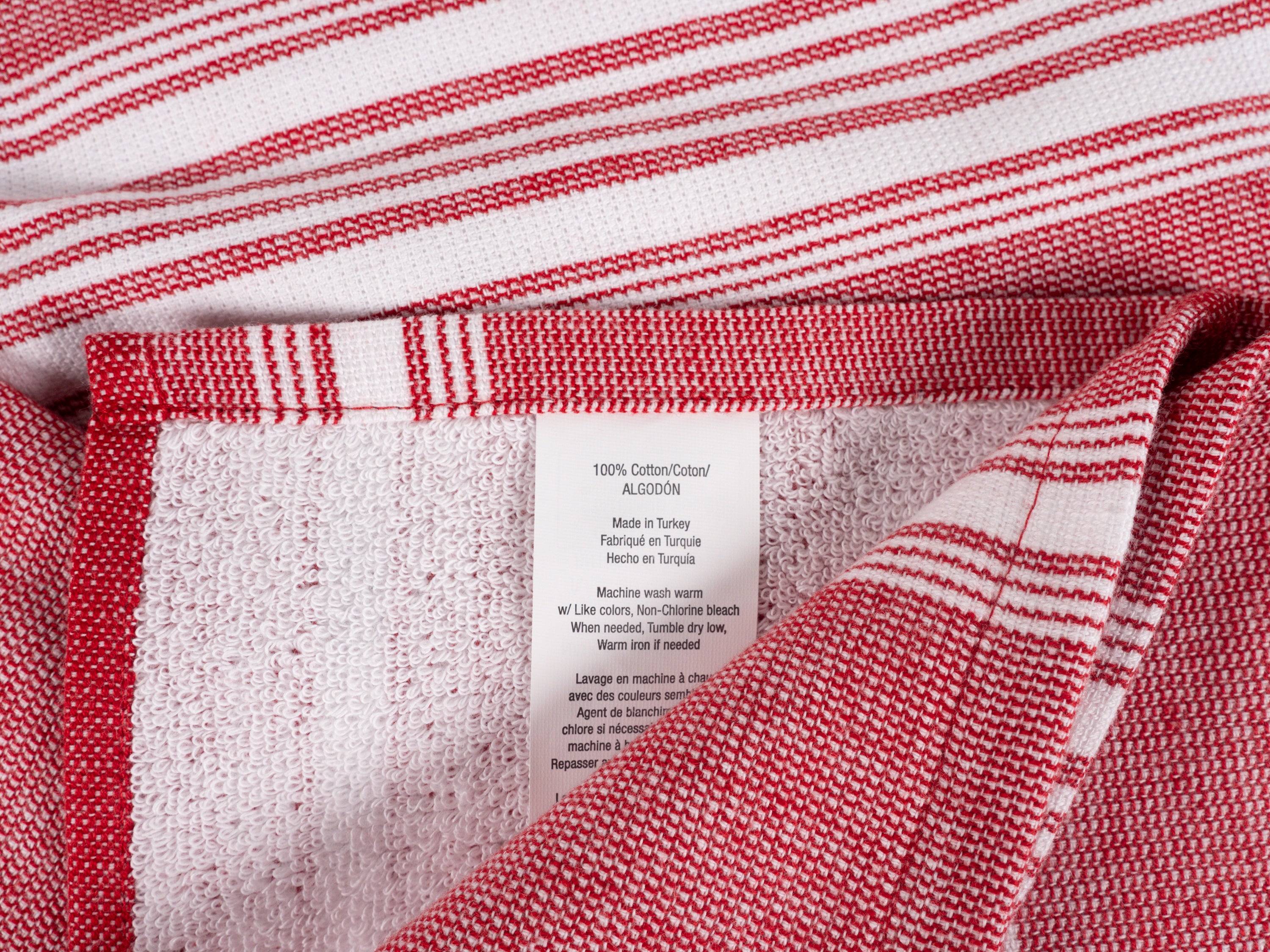 MU Kitchen Classic Cotton Stripe Towel (Cabernet), Red