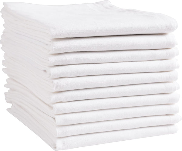 KAF Home Set of 12 Flour Sack White Kitchen Towels, 100-Percent Cotton -  LaPrima Shops®